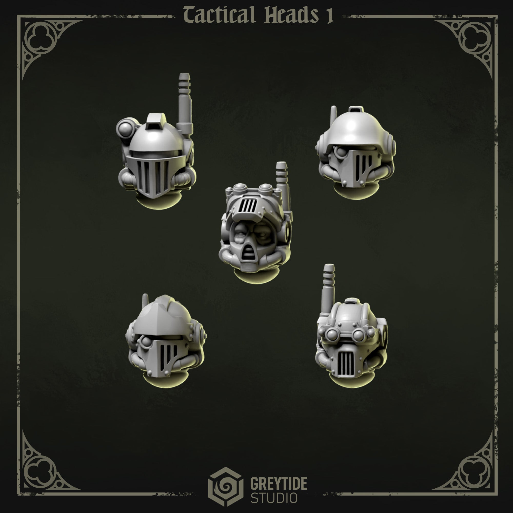 Eternal Pilgrims Tactical Heads - Set 1 (5 Pieces) – 3D printed heads for 40k miniatures, New Zealand
