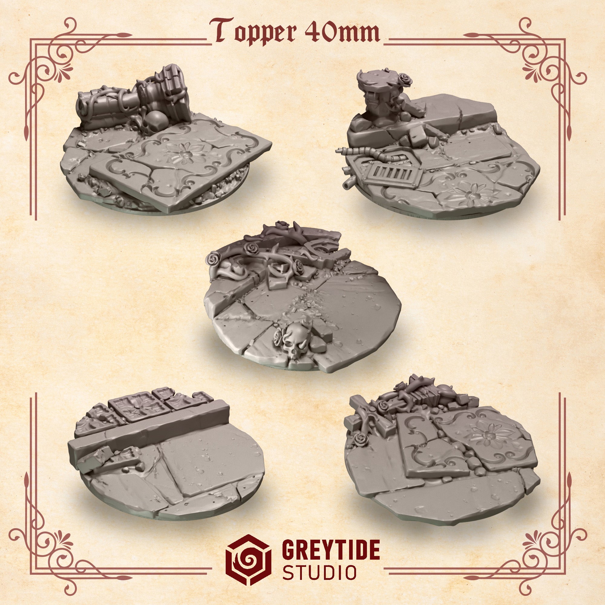 Crimson Lords  Base Toppers - 40mm (5 Pieces)