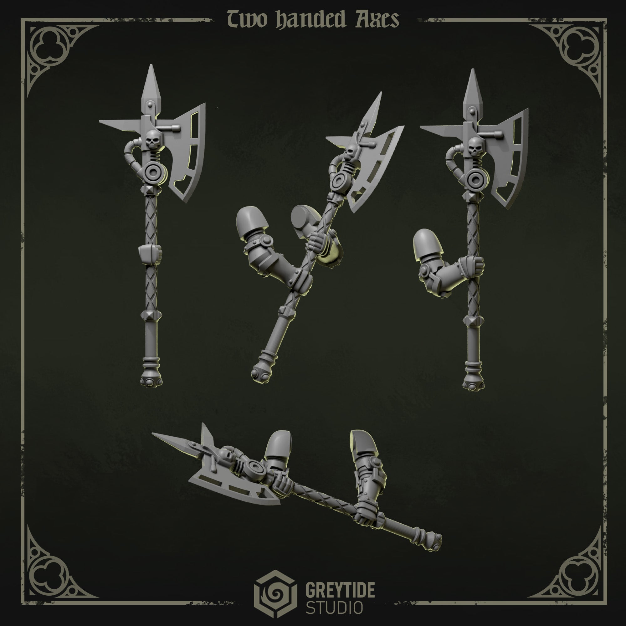 Eternal Pilgrims Axes (4 Pieces) – 3D printed weapons for 40k miniatures, New Zealand