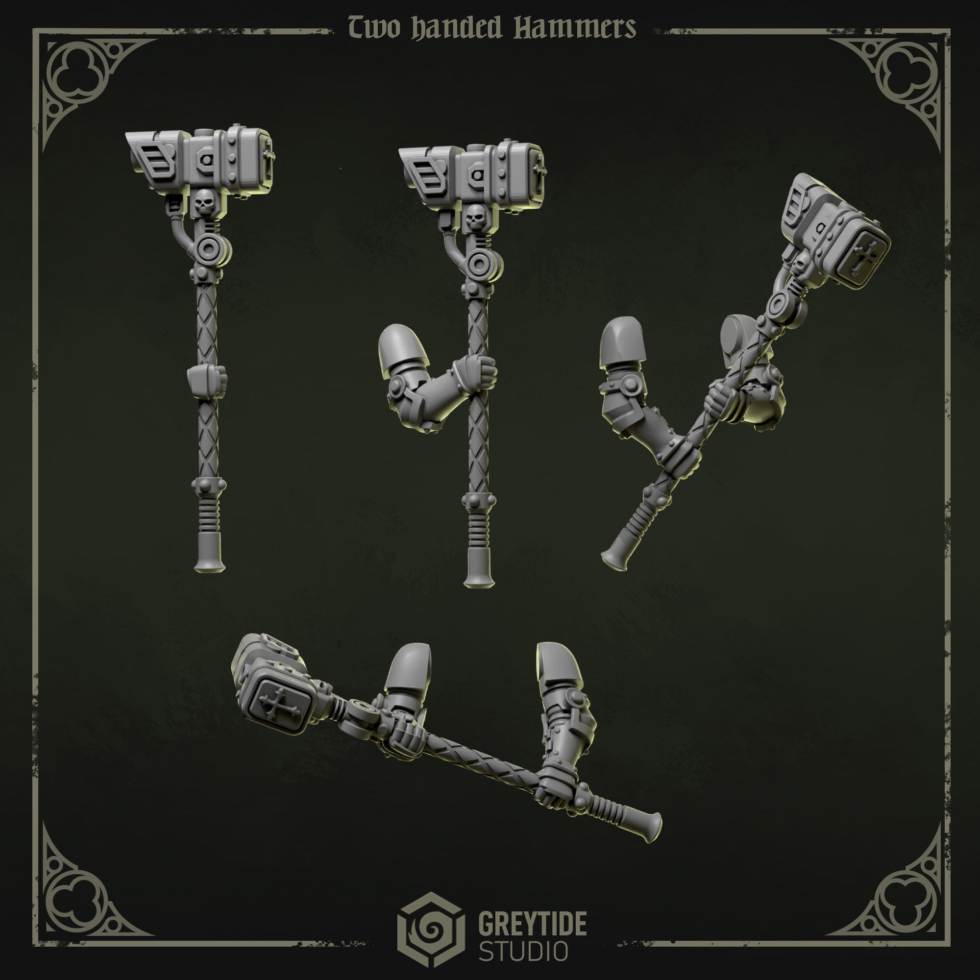 Eternal Pilgrims Hammers (4 Pieces) – 3D printed weapons for 40k miniatures, New Zealand