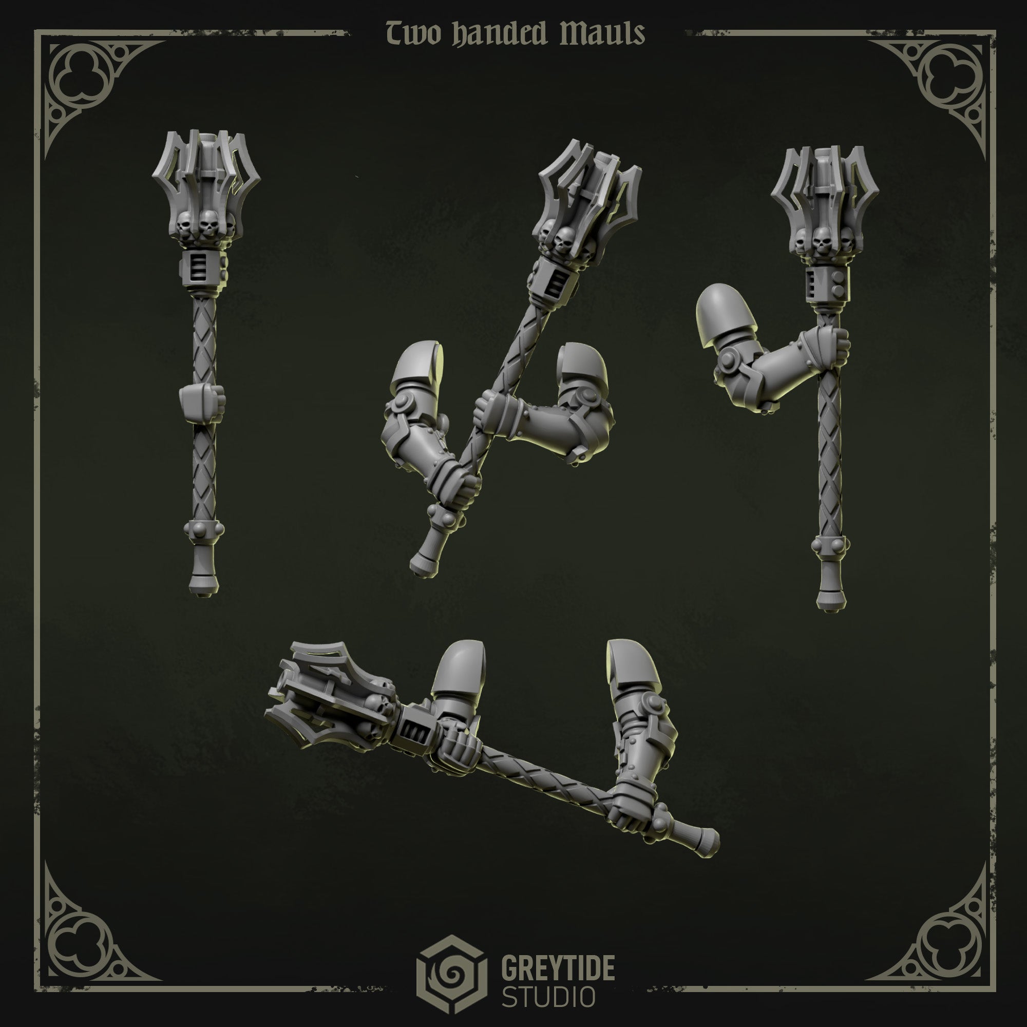 Eternal Pilgrims Mauls (4 Pieces) – 3D printed weapons for 40k miniatures, New Zealand